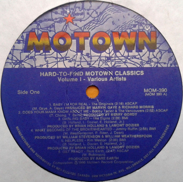 Various : Hard-To-Find Motown Classics Volume One (LP, Comp)