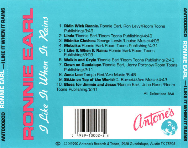 Ronnie Earl : I Like It When It Rains (CD, Album)