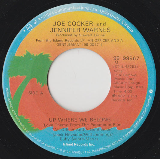 Joe Cocker And Jennifer Warnes : Up Where We Belong (7", Single)