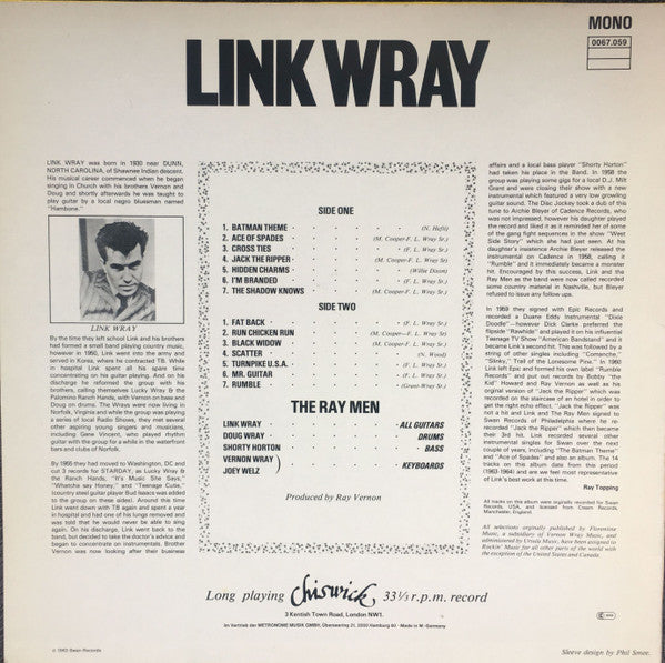 Link Wray : Early Recordings (LP, Comp, Mono)