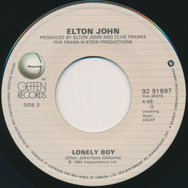 Elton John : Who Wears These Shoes (7", Single)