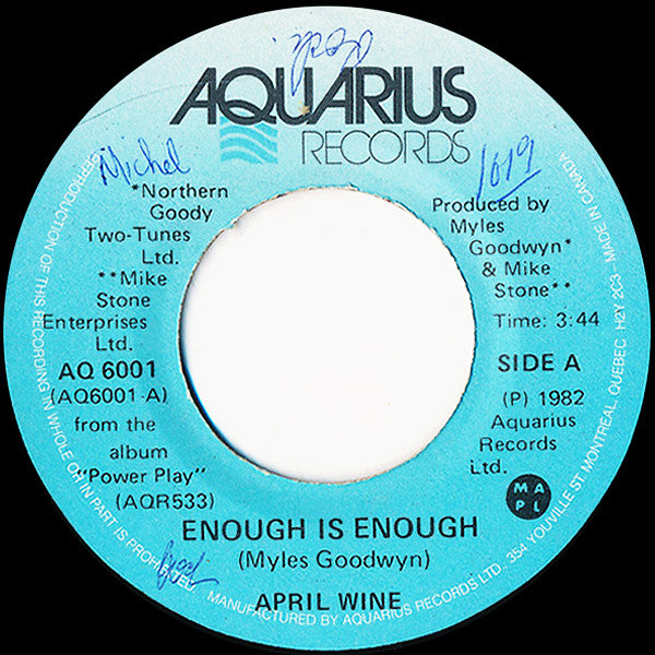 April Wine : Enough Is Enough (7")