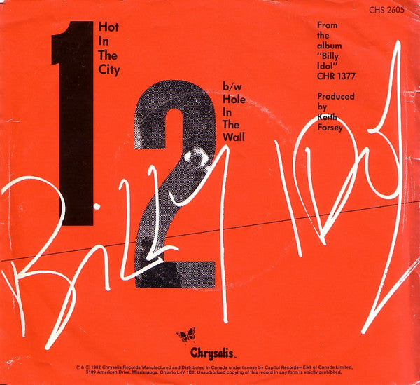 Billy Idol : Hot In The City (7", Single)