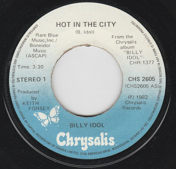 Billy Idol : Hot In The City (7", Single)