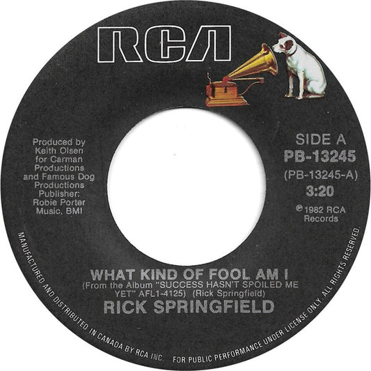 Rick Springfield : What Kind Of Fool Am I (7")