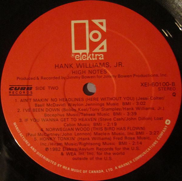 Hank Williams Jr. : High Notes (LP, Album)
