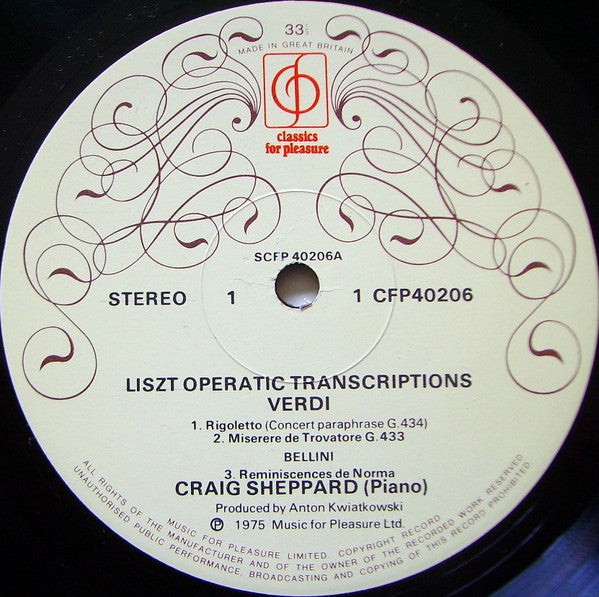 Liszt* - Craig Sheppard : Operatic Transcriptions (LP, Album)