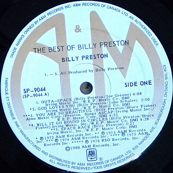 Billy Preston : The Best Of Billy Preston (LP, Comp, Par)