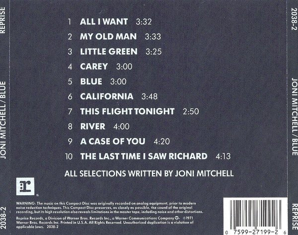 Joni Mitchell : Blue (CD, Album, RE)
