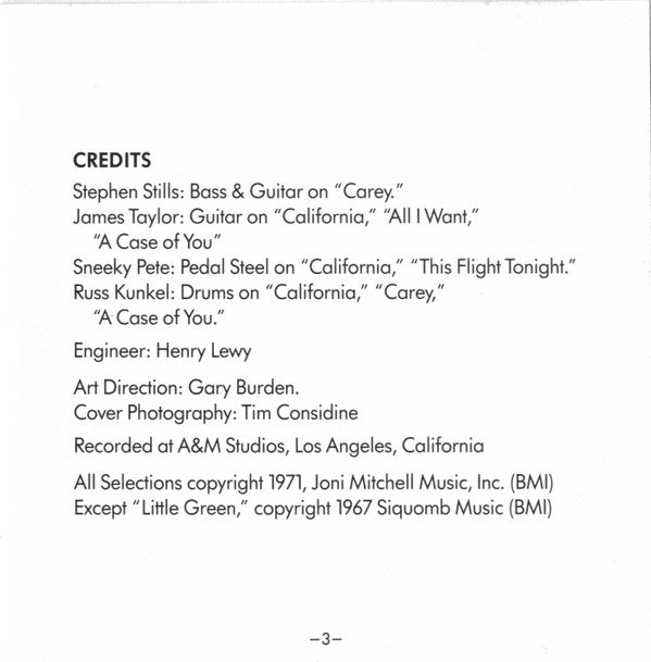 Joni Mitchell : Blue (CD, Album, RE)