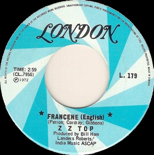 ZZ Top : Francene (7", Single)