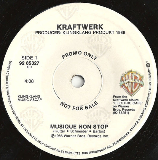 Kraftwerk : Musique Non Stop (7", Promo)