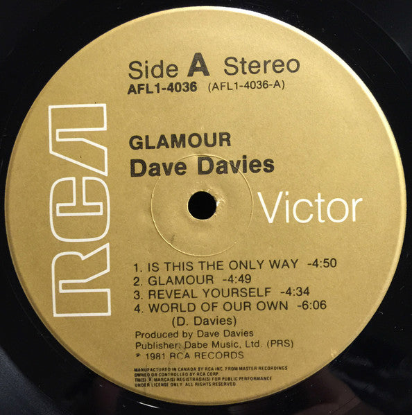 Dave Davies : Glamour (LP, Album)