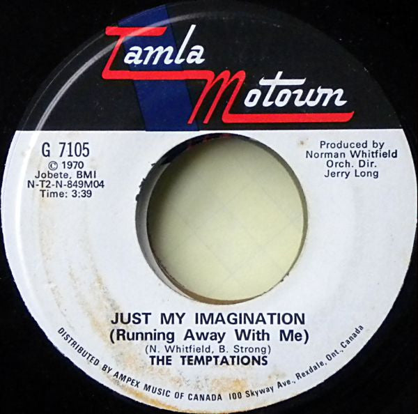 The Temptations : Just My Imagination (Running Away With Me) (7", Single)
