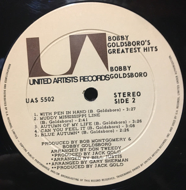 Bobby Goldsboro : Bobby Goldsboro's Greatest Hits (LP, Comp, RE)