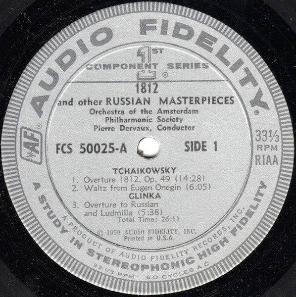 Tchaikowsky* / Glinka* / Borodin* - Amsterdam Philharmonic Society Orchestra Conducted By Pierre Dervaux (2) : 1812 And Other Russian Masterpieces (LP, Album, Abb)