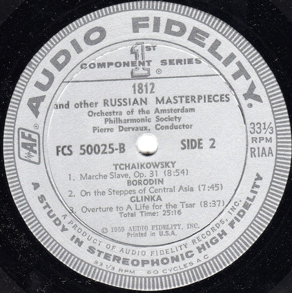 Tchaikowsky* / Glinka* / Borodin* - Amsterdam Philharmonic Society Orchestra Conducted By Pierre Dervaux (2) : 1812 And Other Russian Masterpieces (LP, Album, Abb)