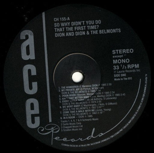 Dion (3) & Dion & The Belmonts : So Why Didn't You Do That The First Time? (LP, Comp, Mono)