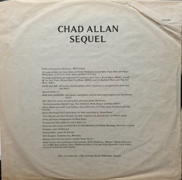 Chad Allan : Sequel (LP, Album)