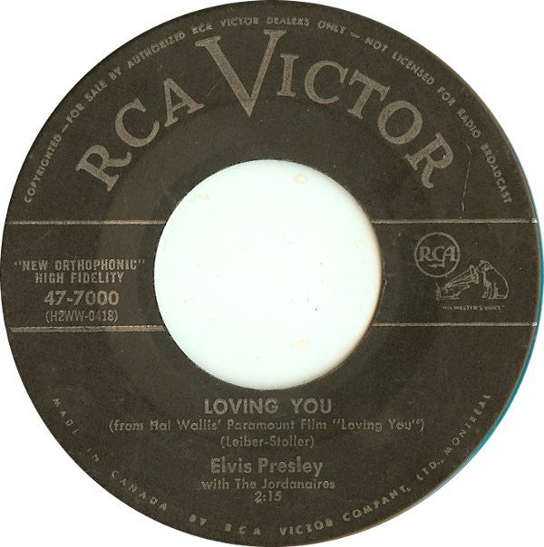 Elvis Presley With The Jordanaires : Loving You / (Let Me Be Your) Teddy Bear (7", Single)
