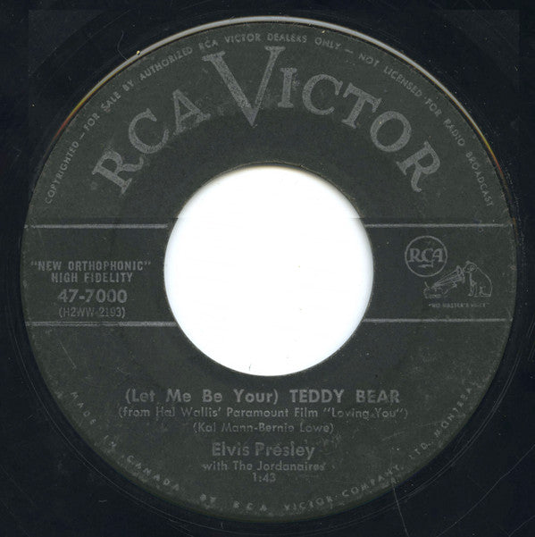 Elvis Presley With The Jordanaires : Loving You / (Let Me Be Your) Teddy Bear (7", Single)