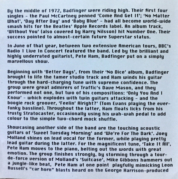 Badfinger : BBC In Concert 1972-3 (CD, Album)