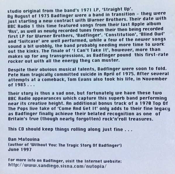 Badfinger : BBC In Concert 1972-3 (CD, Album)