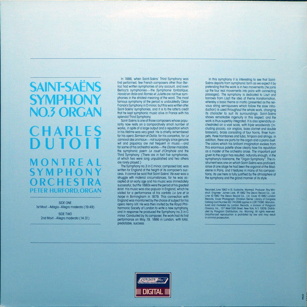Saint-Saëns*, Charles Dutoit, Montreal Symphony Orchestra* : Symphony No. 3 (Organ) (LP)