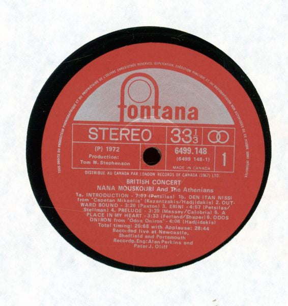 Nana Mouskouri : British Concert (2xLP, Gat)