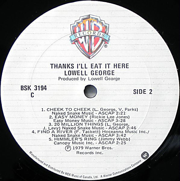 Lowell George : Thanks I'll Eat It Here (LP, Album)