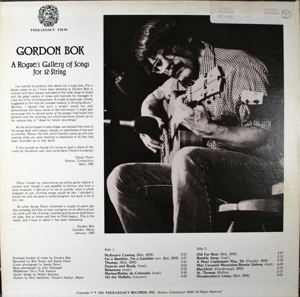 Gordon Bok : A Rogue's Gallery Of Songs For 12-String (LP, Album)