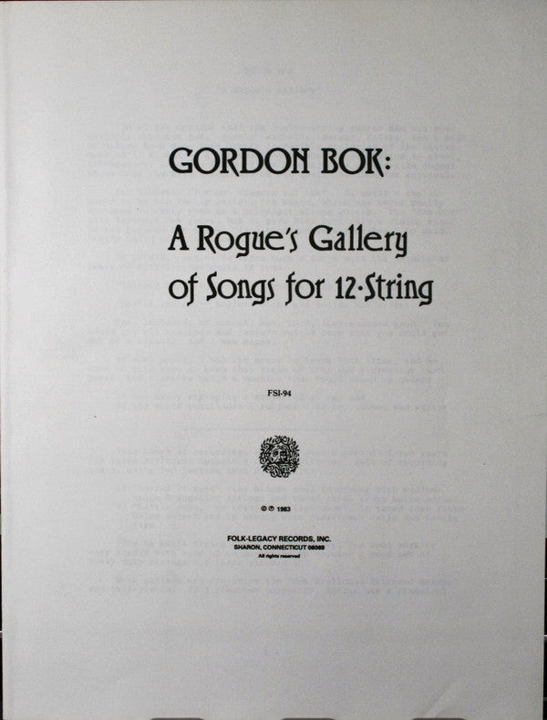 Gordon Bok : A Rogue's Gallery Of Songs For 12-String (LP, Album)