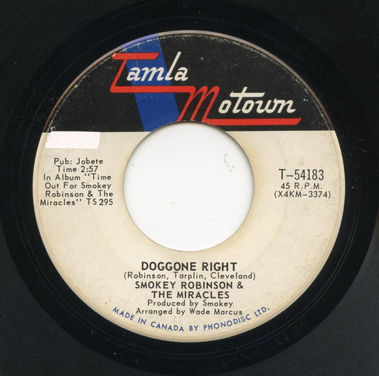 The Miracles : Doggone Right (7", Single, Mono)