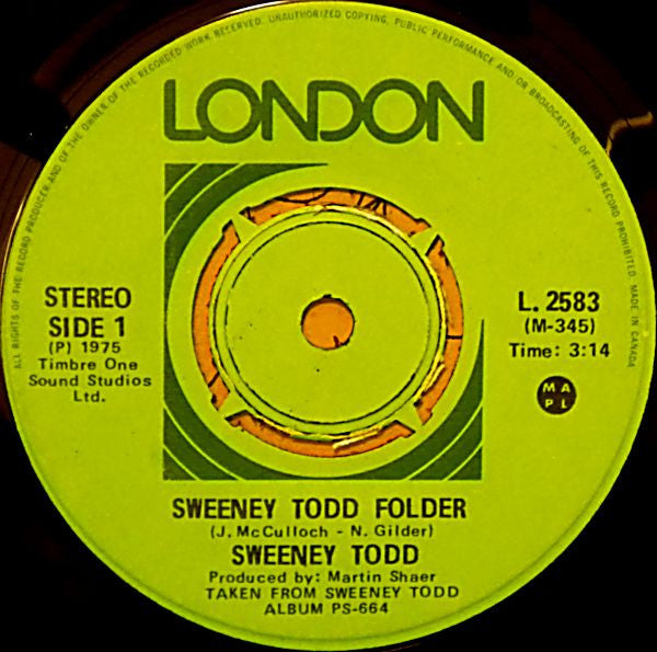 Sweeney Todd : Sweeney Todd Folder (7", Single)