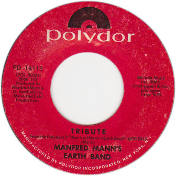 Manfred Mann's Earth Band : Living Without You (7", Single, Mono, Styrene, Mon)