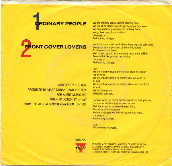 The Box (4) : Ordinary People (7", Single)