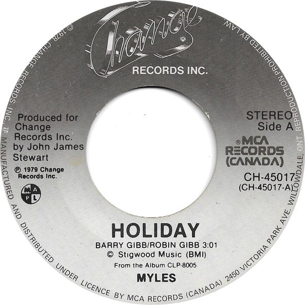 Myles* : Holiday (7")