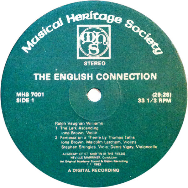 Ralph Vaughan Williams / Sir Edward Elgar / Sir Michael Tippett / The Academy Of St. Martin-in-the-Fields, Sir Neville Marriner : The English Connection (LP, RE)