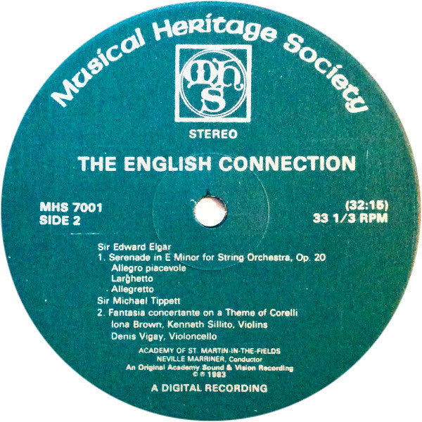 Ralph Vaughan Williams / Sir Edward Elgar / Sir Michael Tippett / The Academy Of St. Martin-in-the-Fields, Sir Neville Marriner : The English Connection (LP, RE)