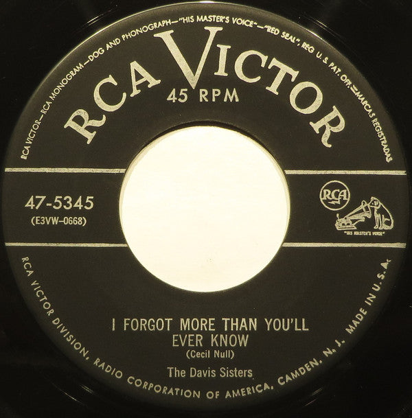 The Davis Sisters : Rock-A-Bye Boogie / I Forgot More Than You'll Ever Know (7")