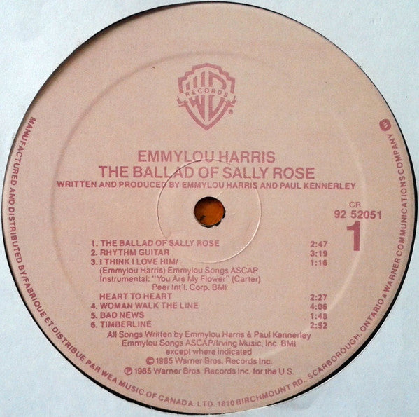 Emmylou Harris : The Ballad Of Sally Rose (LP, Album)