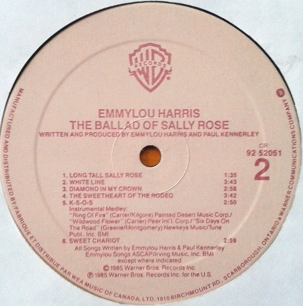 Emmylou Harris : The Ballad Of Sally Rose (LP, Album)