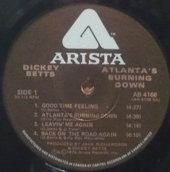 Dickey Betts & Great Southern : Atlanta's Burning Down (LP)