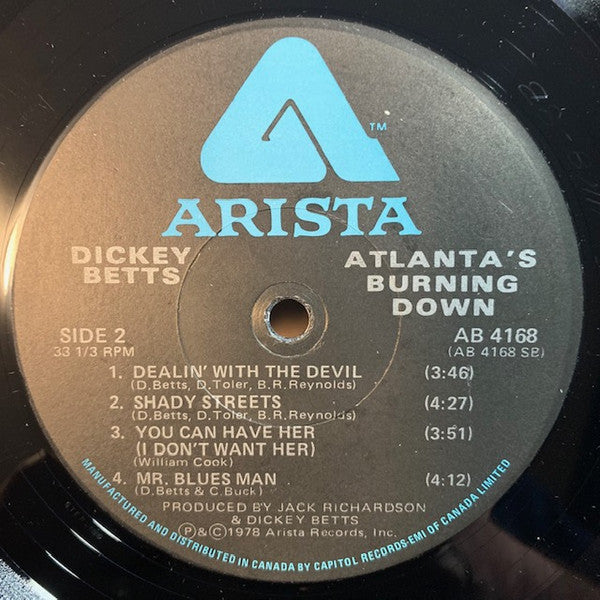 Dickey Betts & Great Southern : Atlanta's Burning Down (LP)
