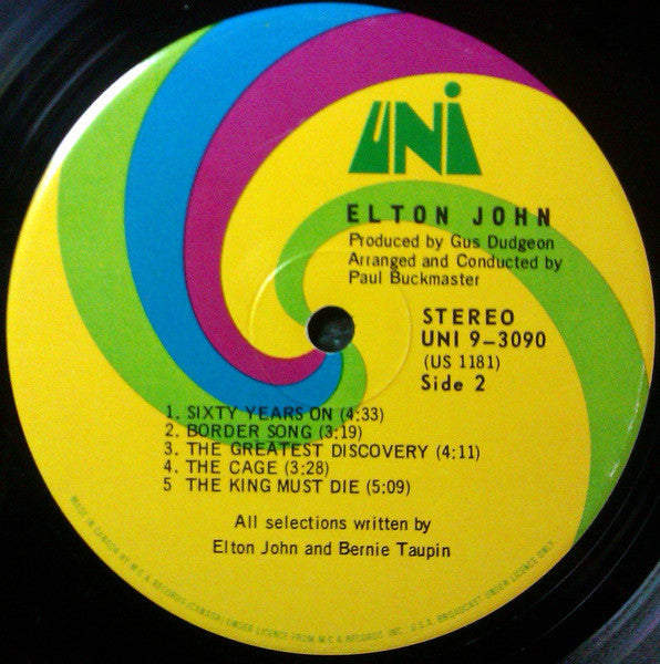 Elton John : Elton John (LP, Album, Gat)