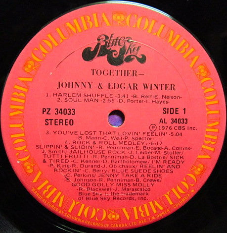 Johnny* And Edgar Winter : Together (LP, Album)