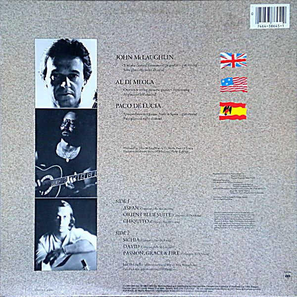 John McLaughlin, Al Di Meola, Paco De Lucía : Passion, Grace & Fire (LP, Album)