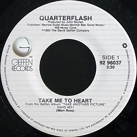 Quarterflash : Take Me To Heart (7", Single)