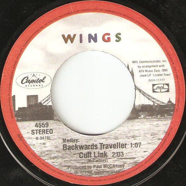 Wings (2) : With A Little Luck (7", Single)