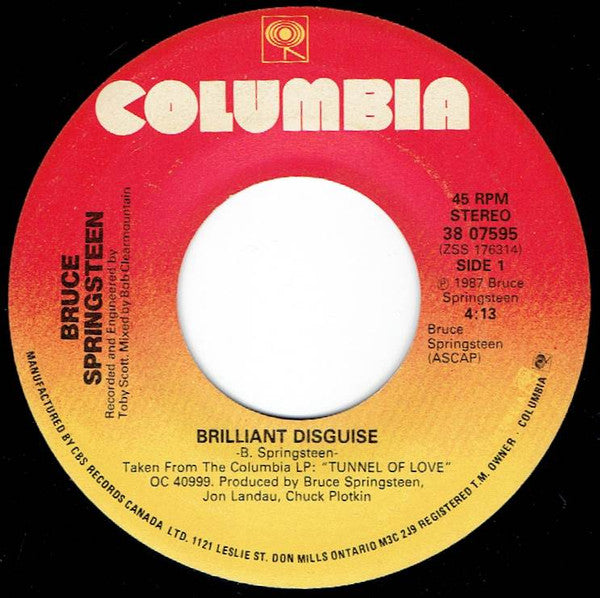 Bruce Springsteen : Brilliant Disguise (7", Single)